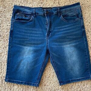 Free Planet Men's Blue Washed Denim Shorts
